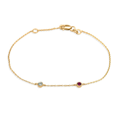 Birthstone Bracelet: 2 stones - Olivia for Kids