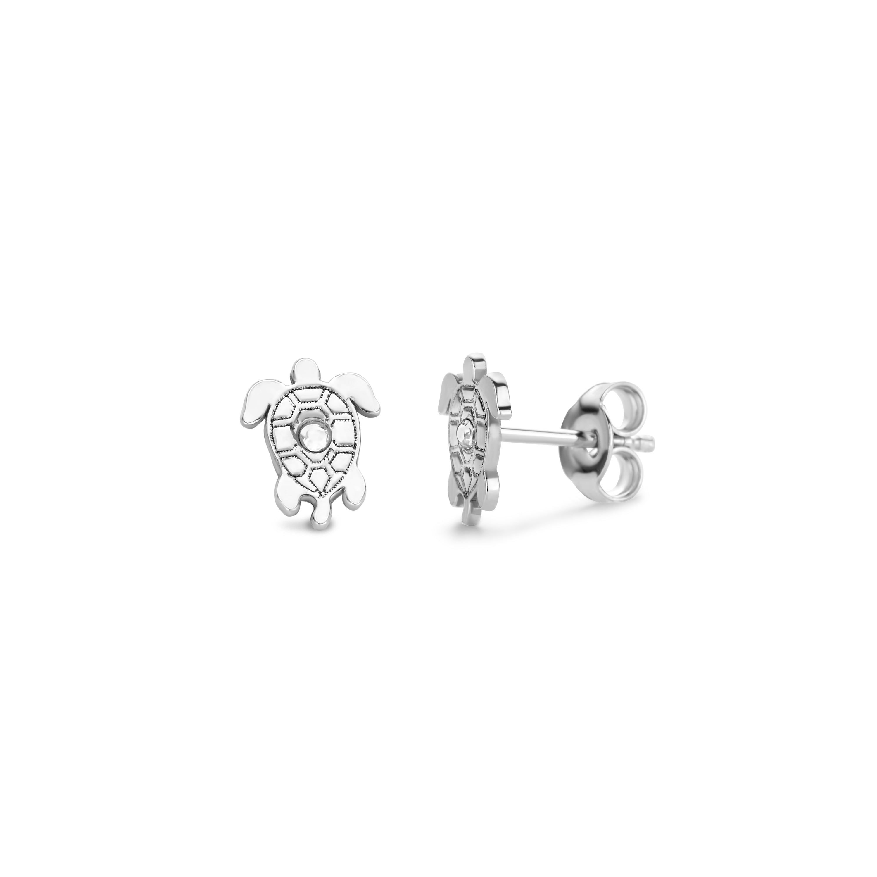 Boucles D'oreilles Argent Tortue Avec Pierres De Lune - Neuf Sans Emballage