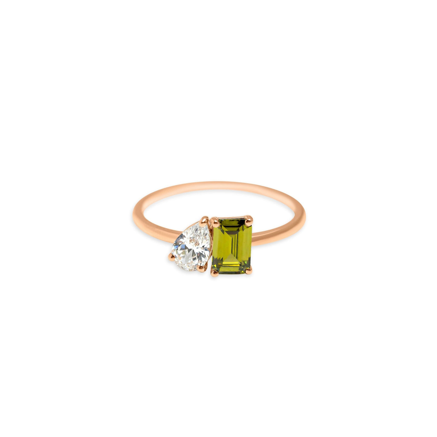 Bague Toi Et Moi Poire & Réel Diamant Rond Deux Pierres 2 Carats Bague Toi Et Moi Poire & Réel Diamant Rond Deux Pierres 2 Carats
